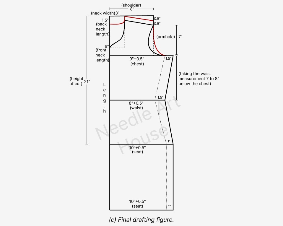 Regular kurti cutting with body measurement