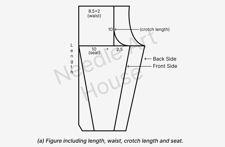 Straight pant cutting with body measurement